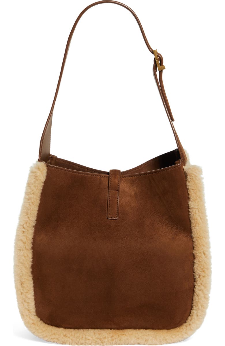 Saint Laurent Small Le 5 à 7 Genuine Shearling Hobo Bag, Alternate, color,