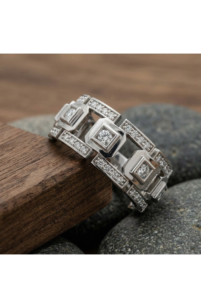 Bliss Diamond 1 1/4Ct Diamond Ring Men's Lab Grown Wedding Band in 10k or Gold, Alternate, color, 10K White Gold