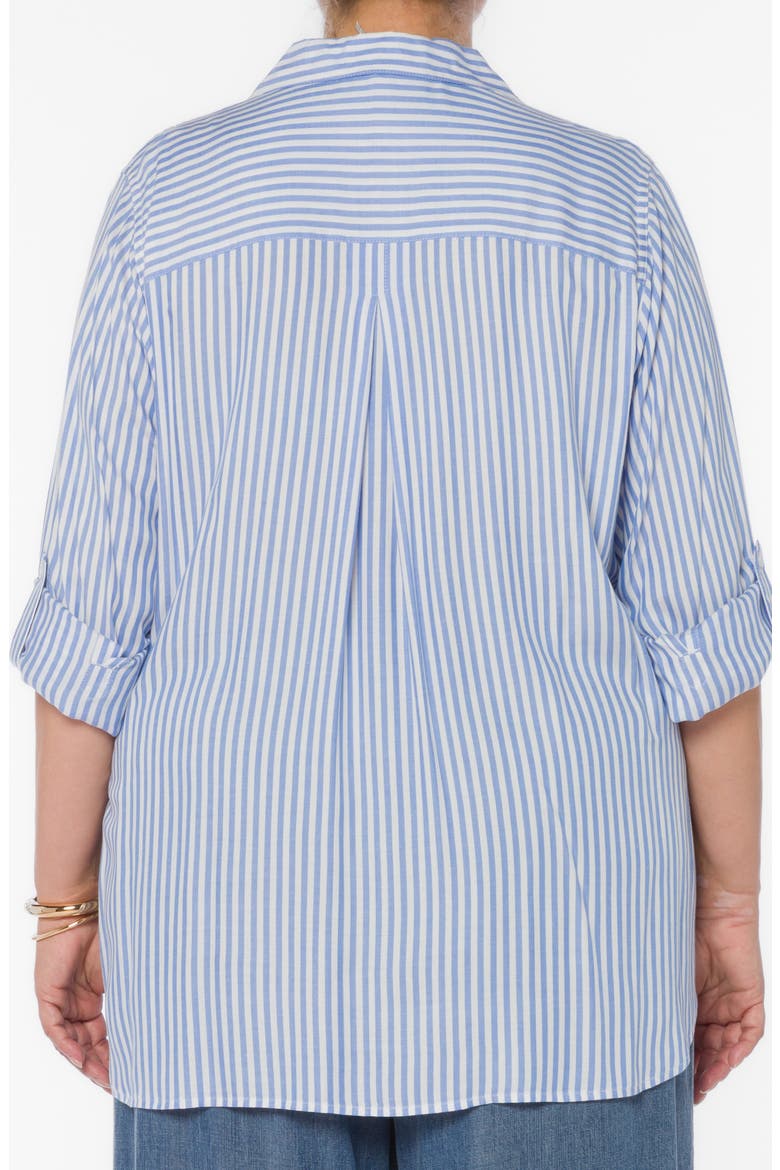 Elisa Tab Sleeve Button-Up Shirt, Alternate, color, OCEAN BLUE STRIPE