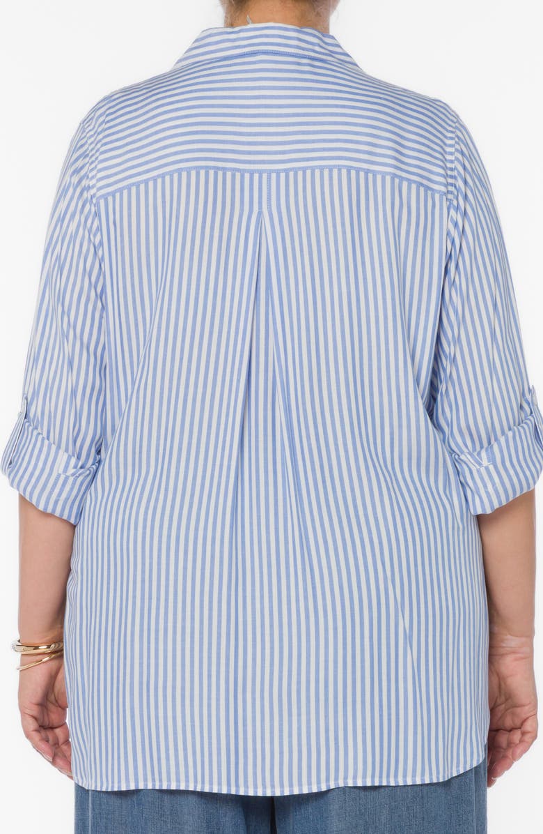 VELVET HEART Elisa Tab Sleeve Button-Up Shirt, Alternate, color, Ocean Blue Stripe