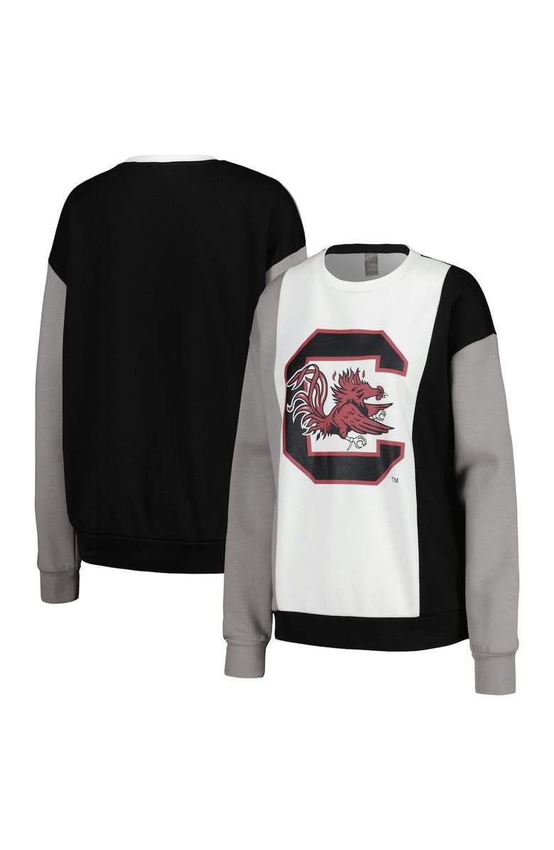 GAMEDAY COUTURE Women's Gameday Couture White/Black South Carolina Gamecocks Vertical Color-Block Pullover Sweatshirt, Main, color, 