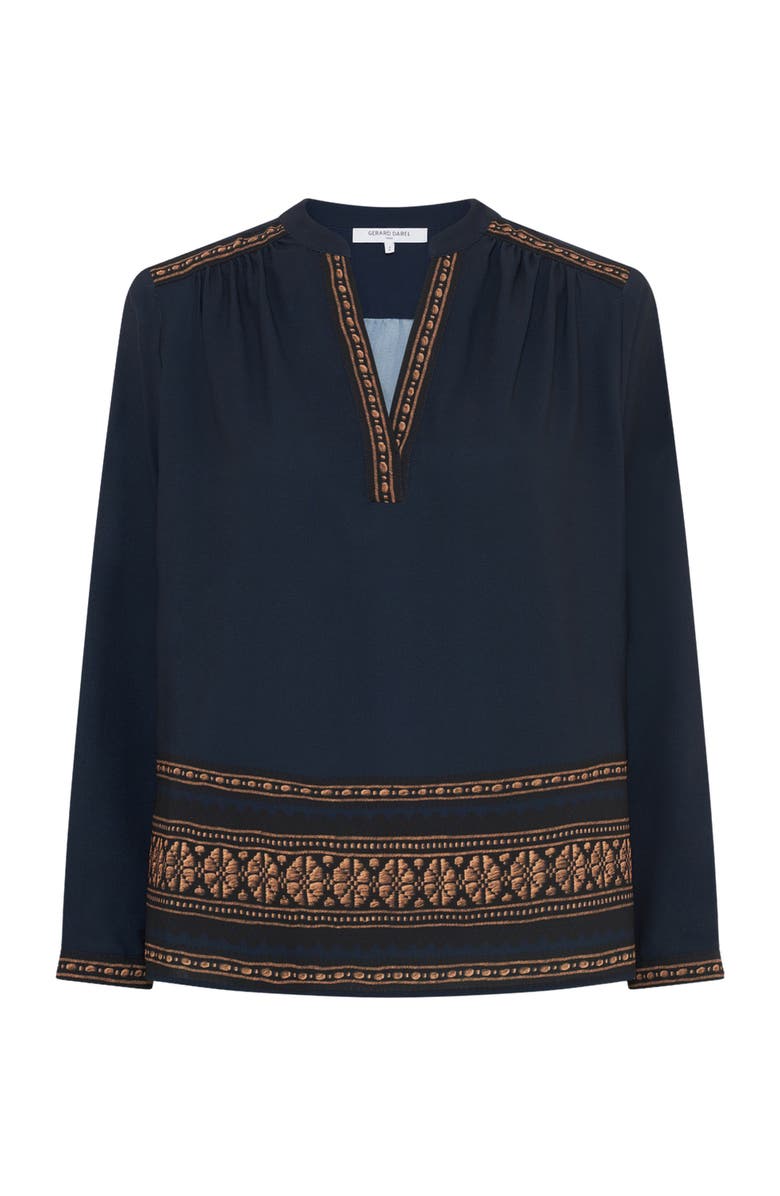 GERARD DAREL Aurelie Embroidered Pattern Blouse, Alternate, color, Navy Blue