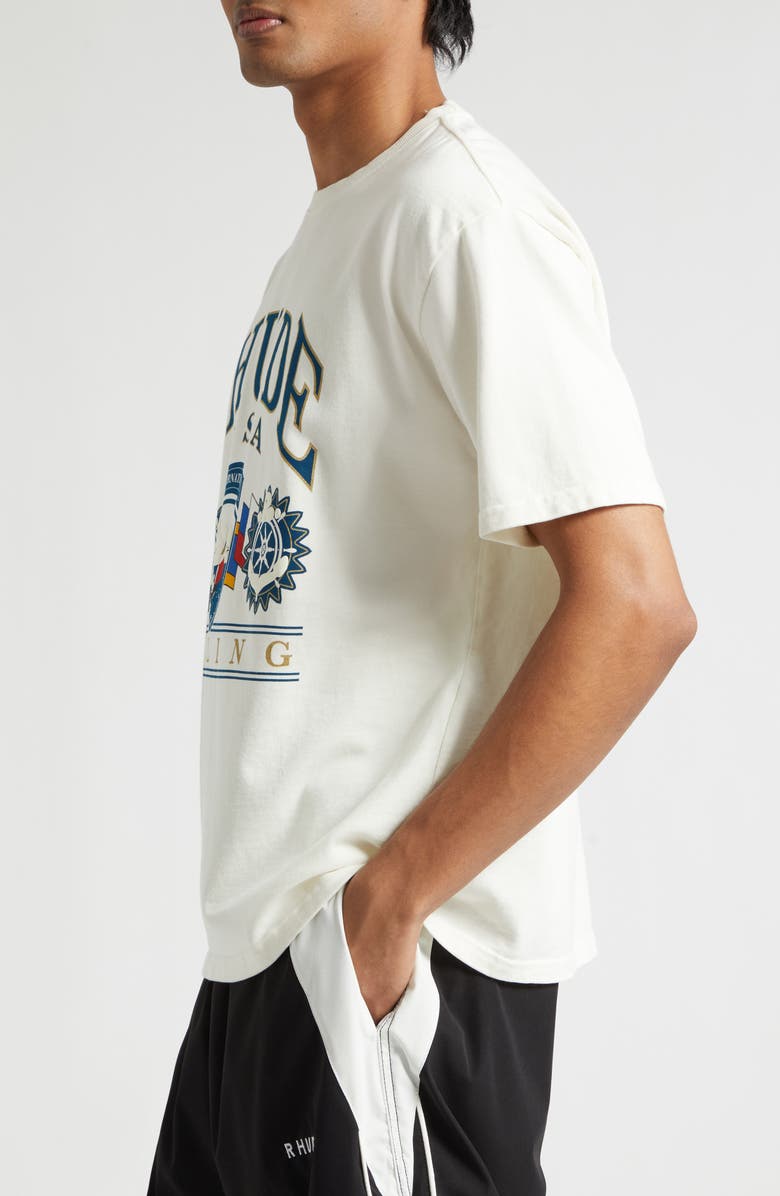 Rhude USA Sailing Icon T-Shirt, Alternate, color, Vintage White/ Black