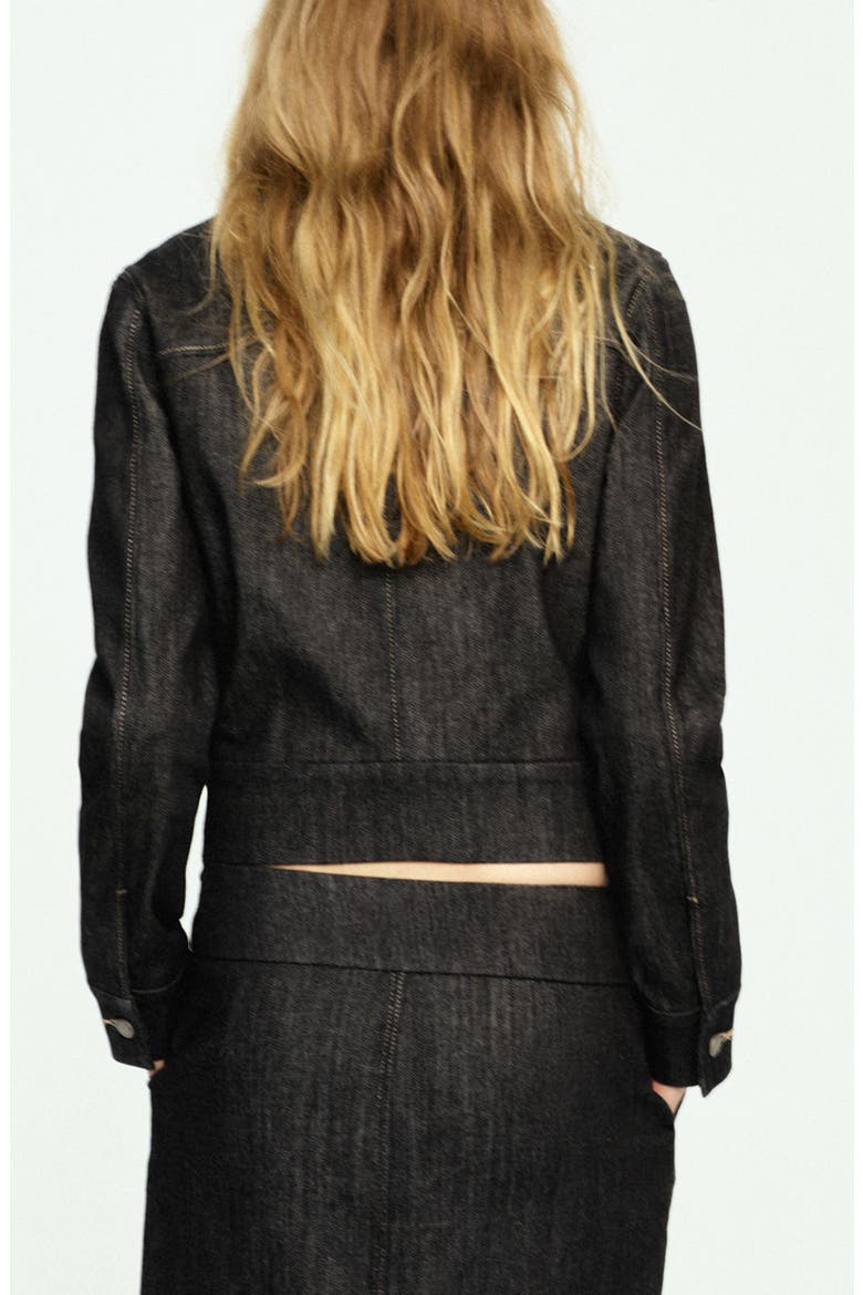 Fitted Denim Jacket, Alternate, color, BLACK