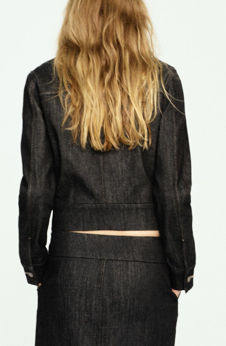 MANGO Fitted Denim Jacket, Alternate, color, Black