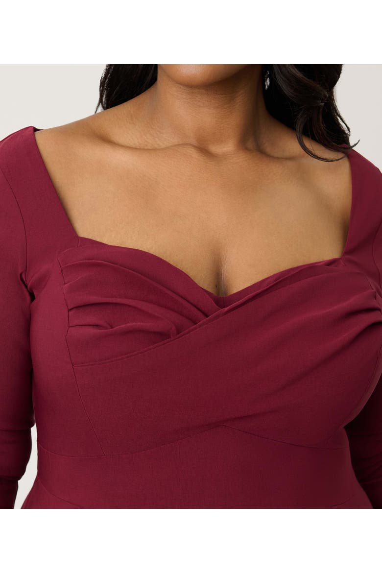 Plus Size Pleated Bust Swing Dress, Alternate, color, Burgundy