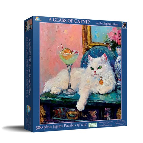 A Glass of Catnip 500 piece Jigsaw Puzzle for Adults