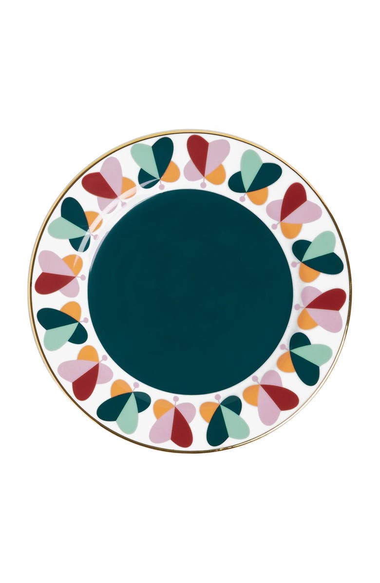 La DoubleJ Dessert Plates Set Of 2 Farfalle Ring Green, Alternate, color, Farfalle Ring Green
