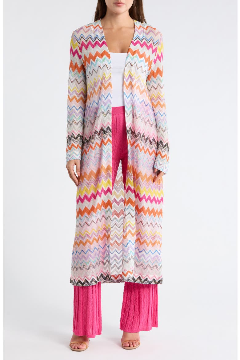 Lungo Longline Cardigan, Main, color, PINK PURPLE BLUE AND RED