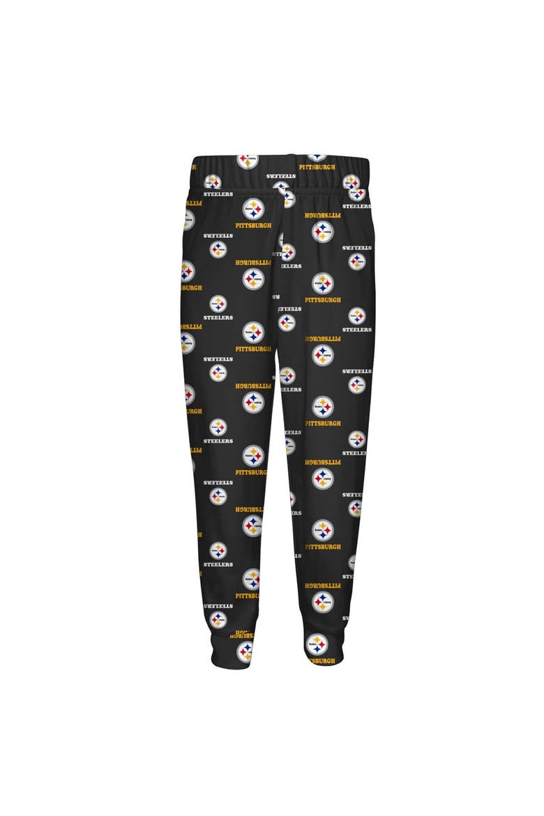 Toddler Outerstuff Black Pittsburgh Steelers All-Over-Print Long Sleeve T-Shirt and Pants Sleep Set, Alternate, color, Black