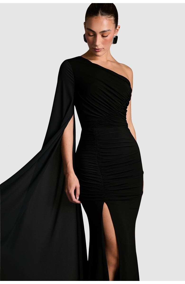 Coast One Shoulder Ruched Maxi Dress, Alternate, color, Black