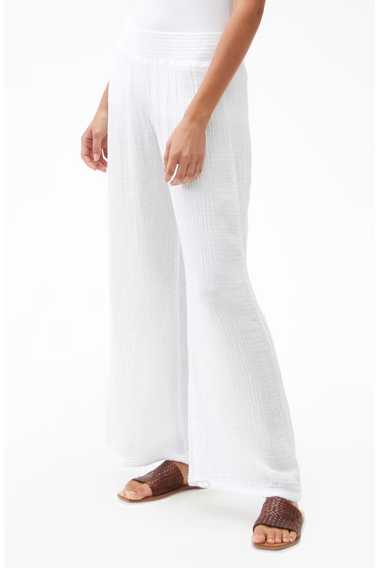 Smocked Wide Leg Pants, Alternate, color, WHITE