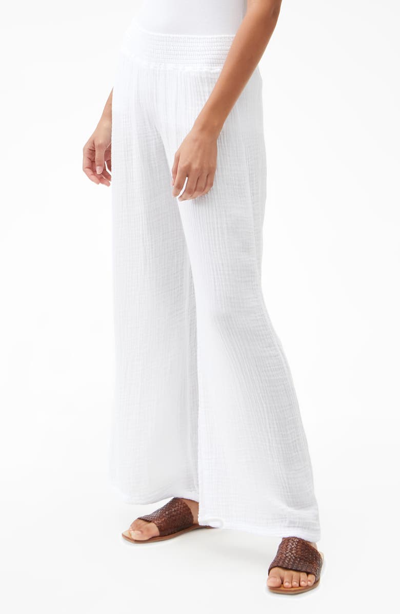 Michael Stars Smocked Wide Leg Pants, Alternate, color, White