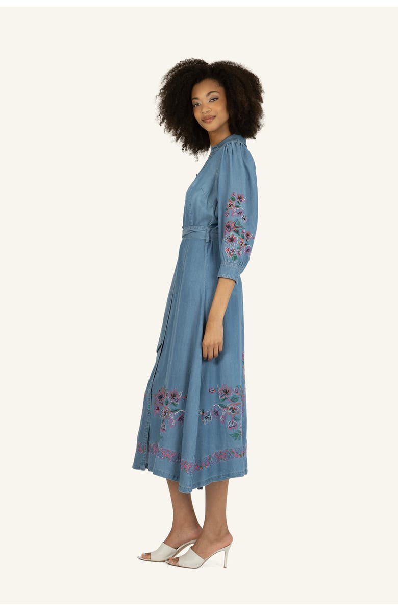 Super Natural by Secret Mission Lynn Dress with Flower Embroidery, Alternate, color, Light Blue Wash Denim