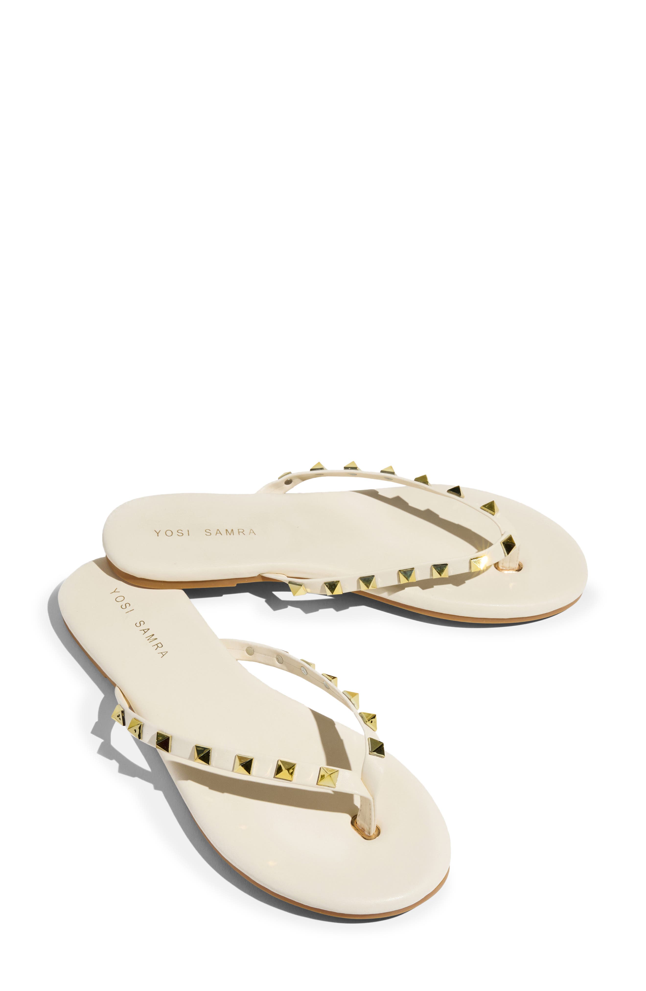 Rivington Stud Flip Flop, Alternate, color, CREAM/ GOLD