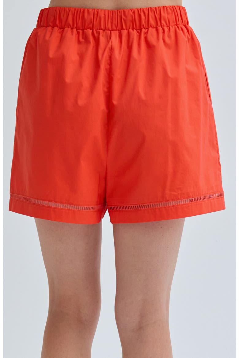 Poplin Lattice Trim Shorts, Alternate, color, Burnt Orange
