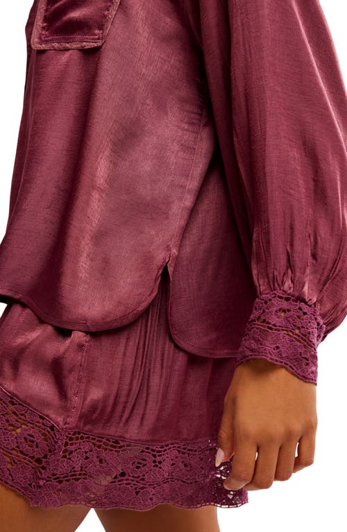 Free People Midnight Muse Pajama Shirt In Purple