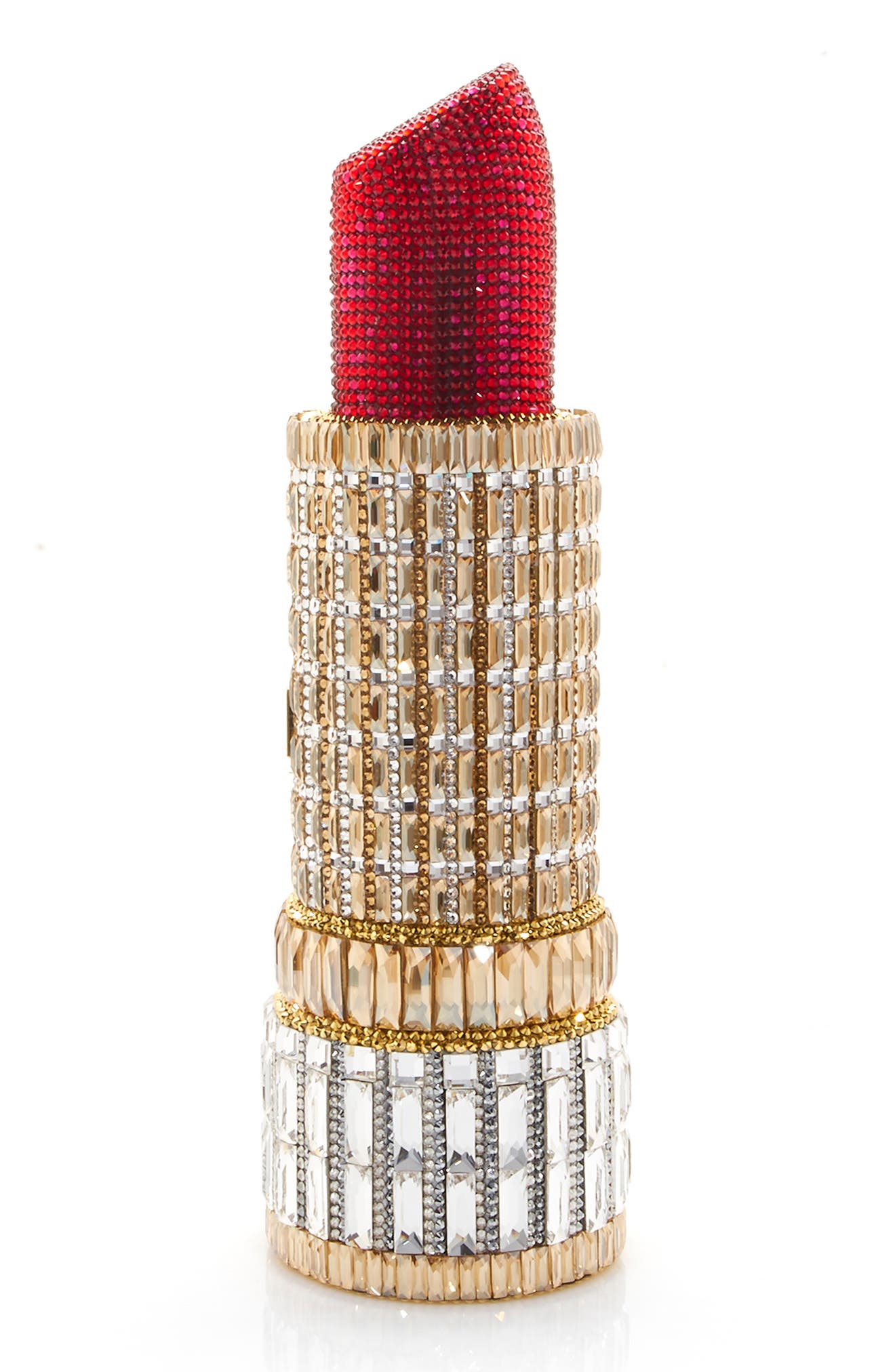 JUDITH LEIBER COUTURE Lipstick Seductress Crystal Bag, Alternate, color, Champagne Red Multi