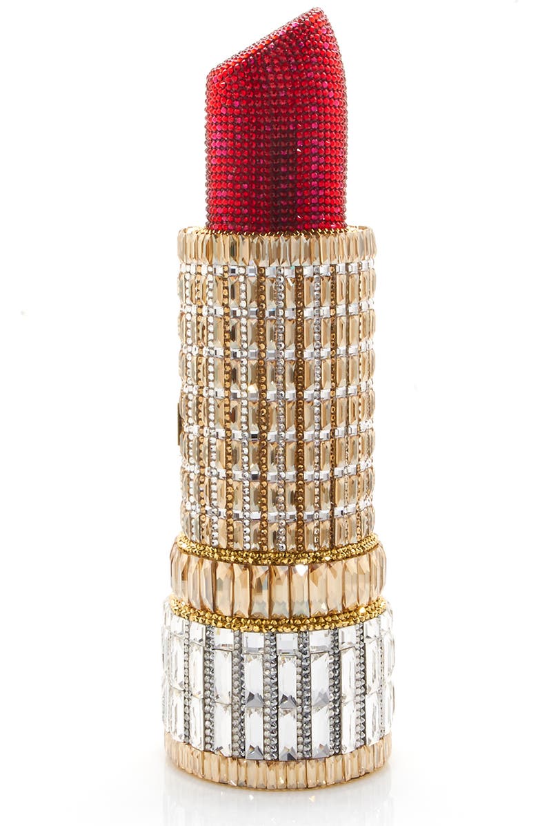 JUDITH LEIBER COUTURE Lipstick Seductress Crystal Bag, Alternate, color, Champagne Red Multi