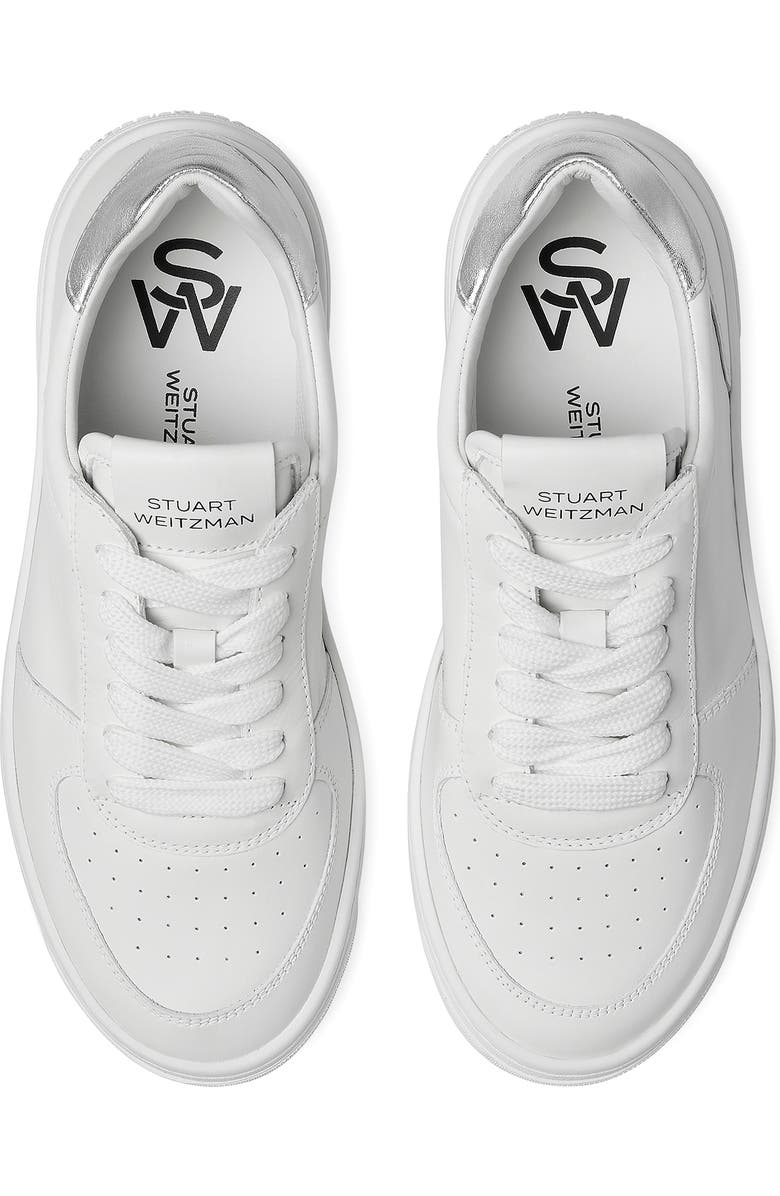 Stuart Weitzman Courtside Sneaker, Alternate, color, White/Silver