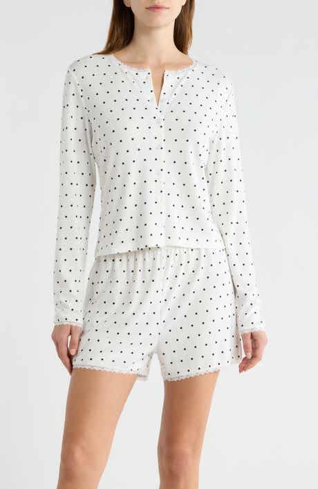 Print Pointelle Knit Short Pajamas