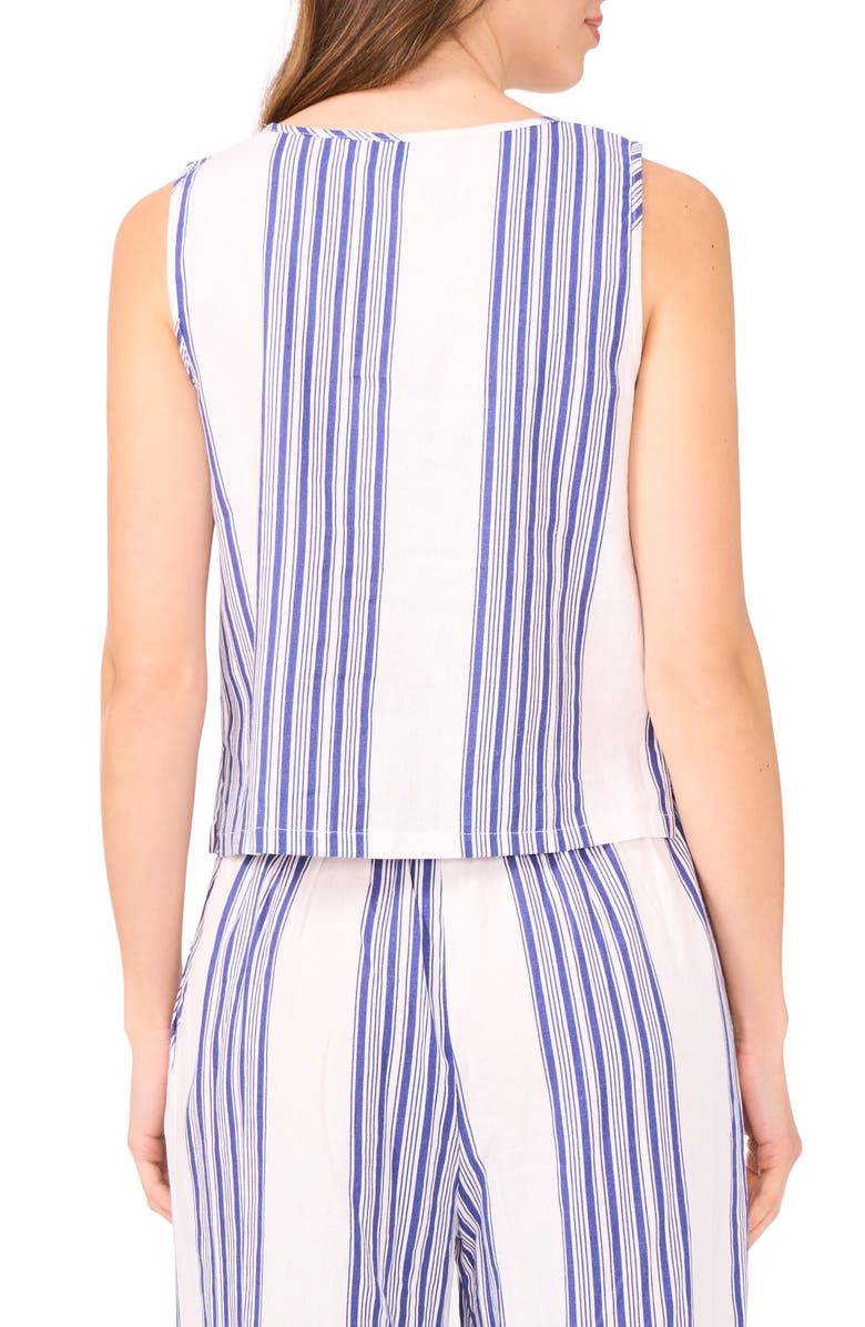 Halogen<sup>®</sup> Stripe Sleeveless Linen Blend Shell, Alternate, color, Blue Depths