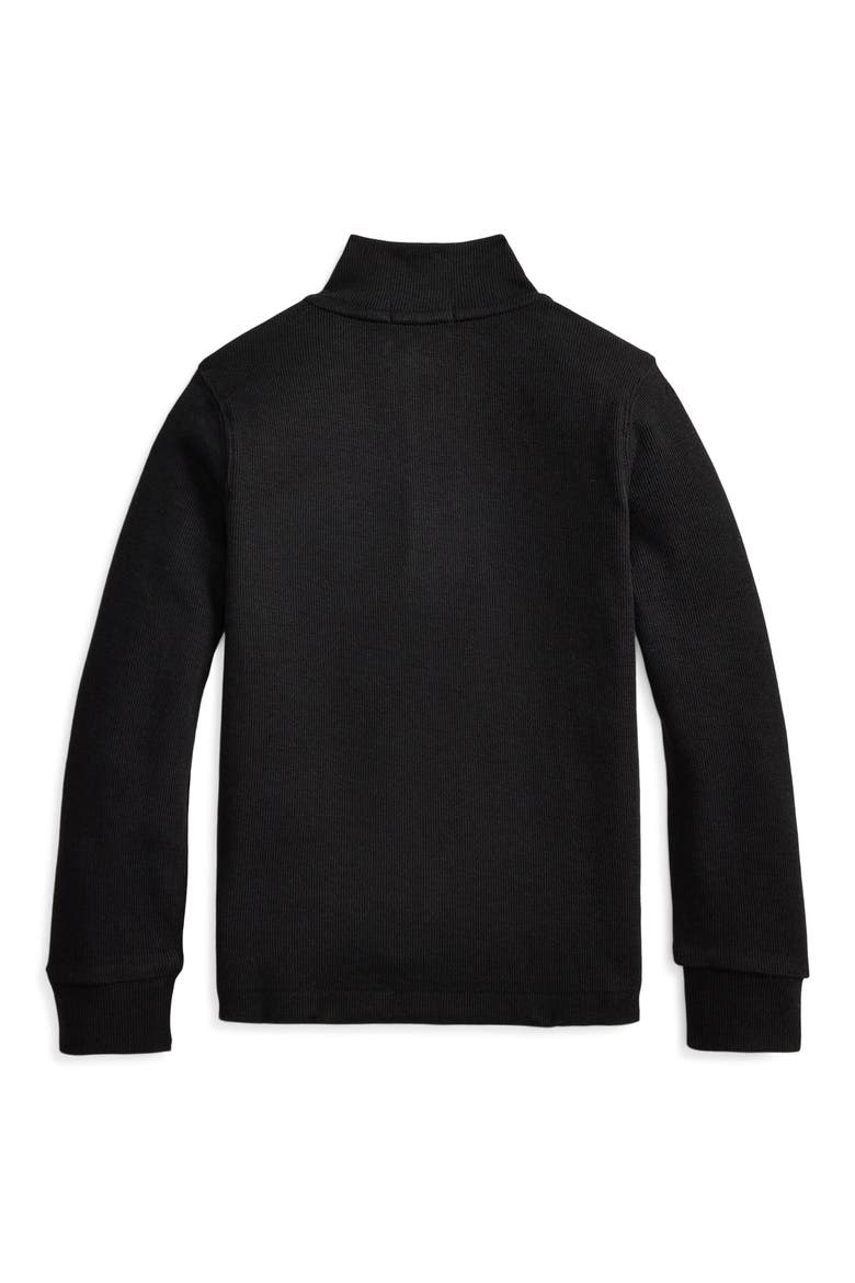 Kids' Estate Rib Quarter Zip Pullover, Alternate, color, POLO BLACK