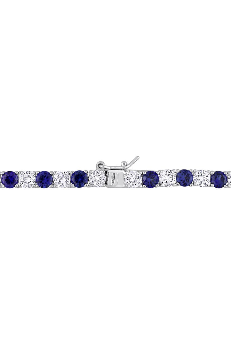 DELMAR Lab Created Sapphire & White Topaz Tennis Necklace & Bracelet Set, Alternate, color, 