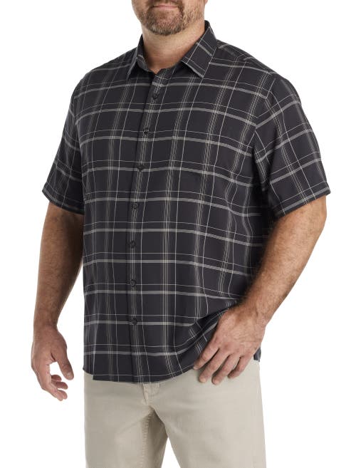 Synrgy Big & Tall Plaid Microfiber Sport Shirt In Black