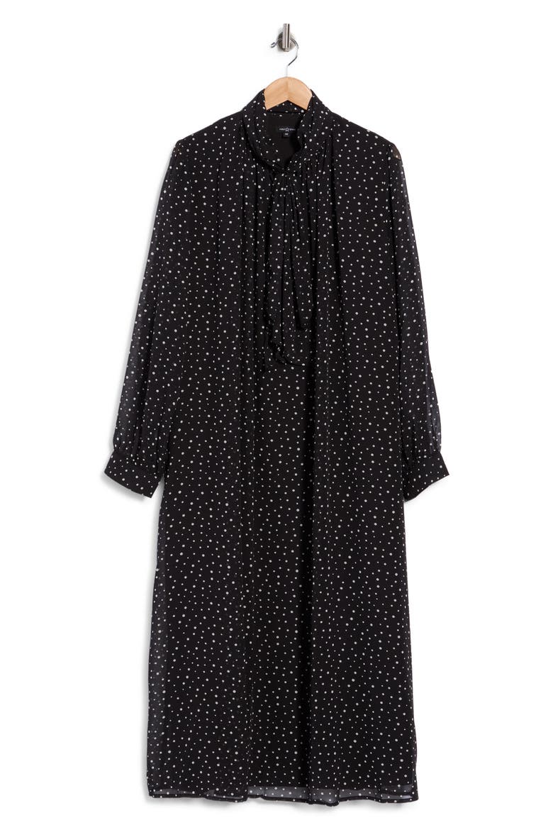 Polka Dot Long Sleeve Dress, Main, color, BLACK