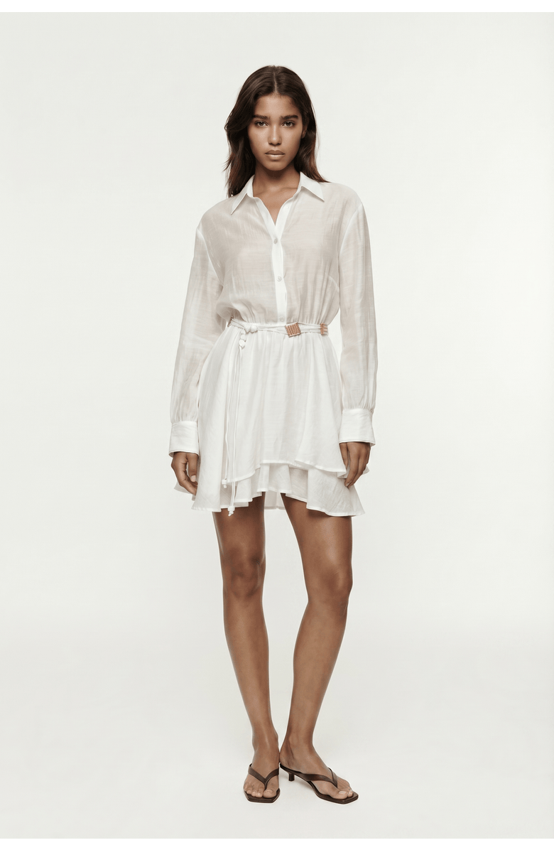 Monlicia Alora Tencel Mini Shirt Khaki Dress, Main, color, White