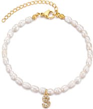 Adornia Freshwater Pearl Initial Charm Bracelet