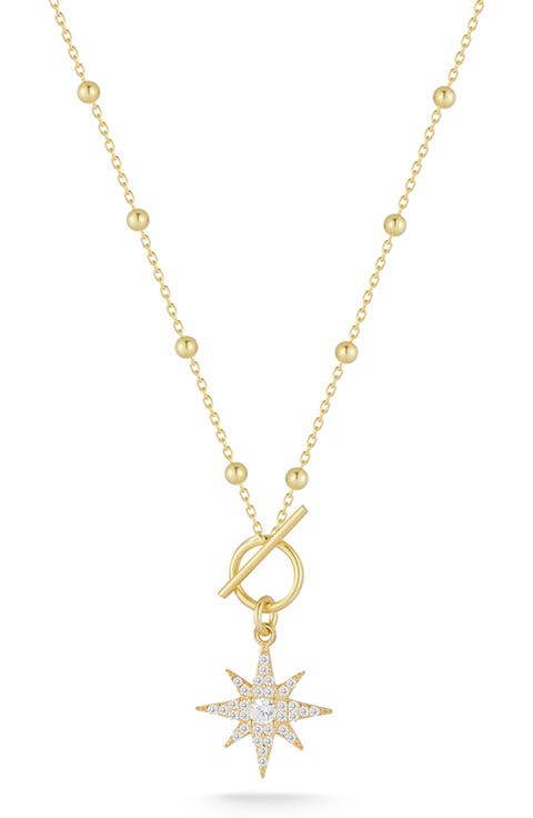 14K Gold Plated Sterling Silver Star Toggle Pendant Necklace