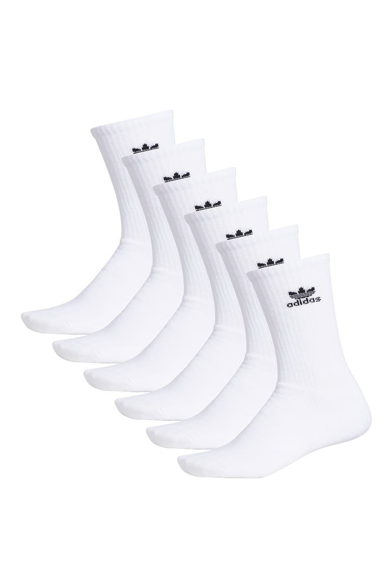 6-Pack Trefoil Performance Crew Socks, Alternate, color, WHITE
