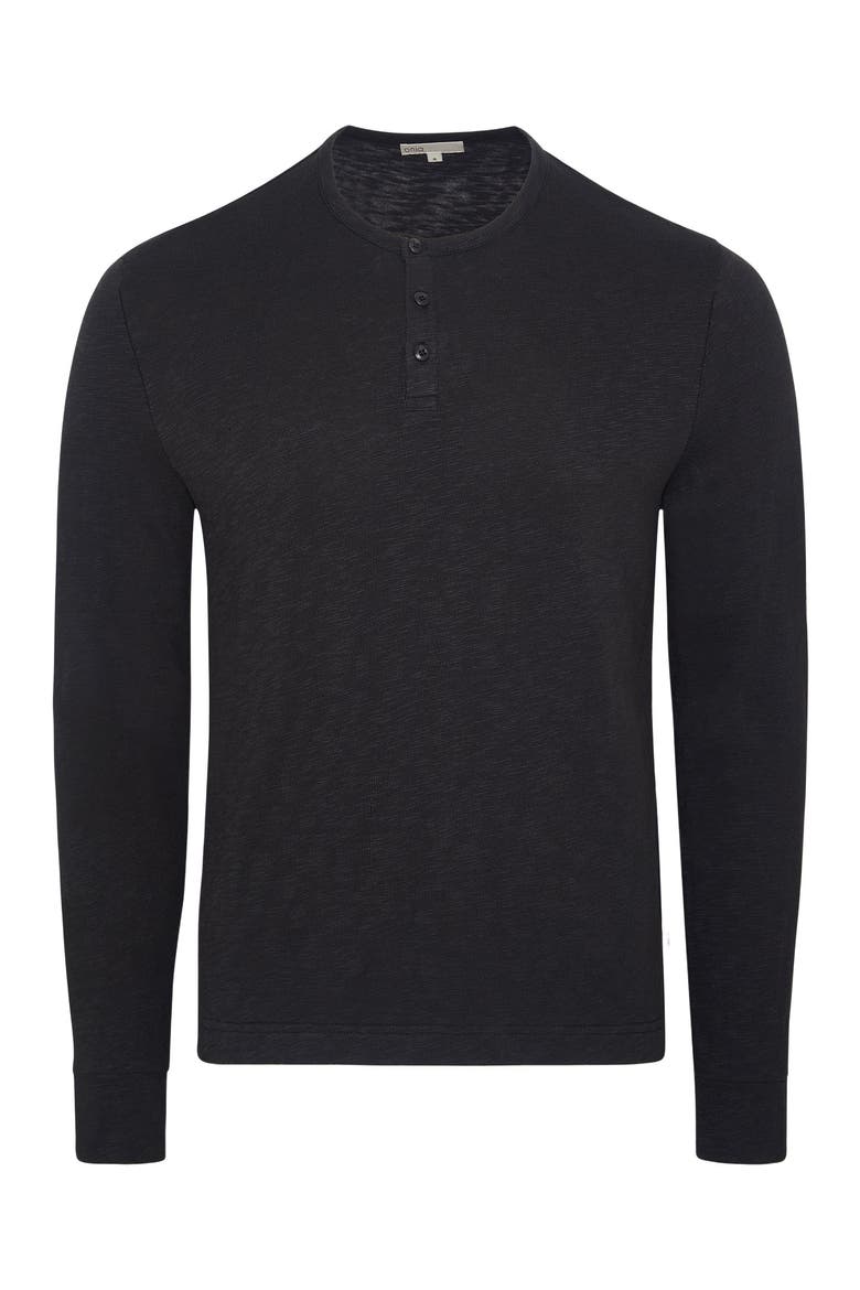 Heavyweight Slub Henley Sweater, Alternate, color, NOIR