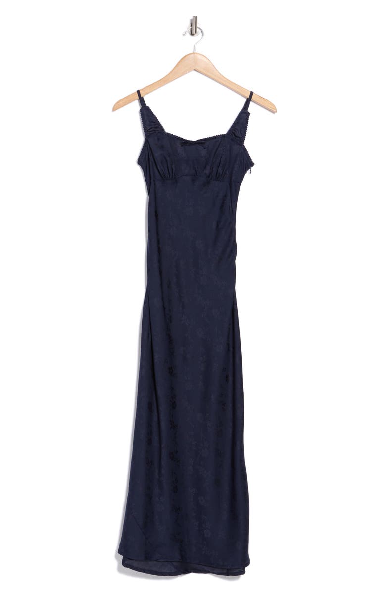 ASOS DESIGN Floral Jacquard Midi Slipdress, Alternate, color, Navy