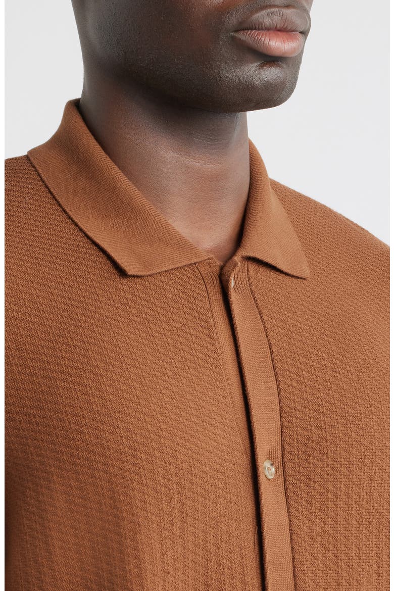 Iseppo Short Sleeve Cardigan, Alternate, color, MEDIUM BROWN