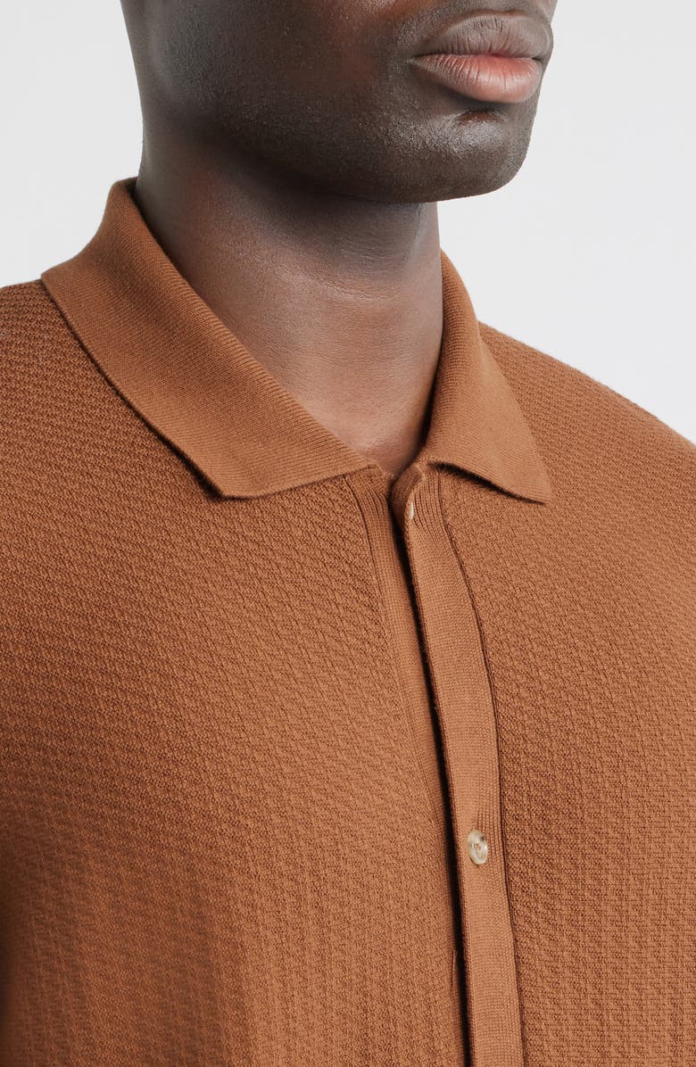 BOSS Iseppo Short Sleeve Cardigan, Alternate, color, Medium Brown