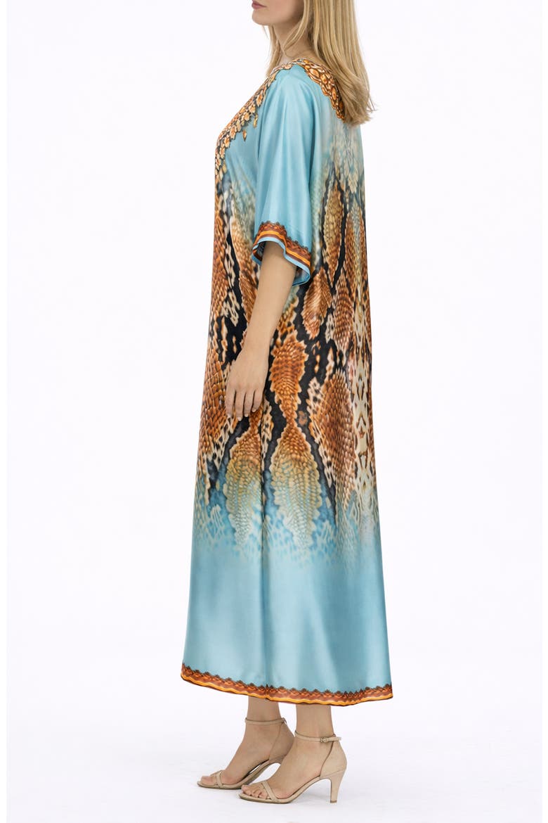 Print V-Neck Maxi Caftan, Alternate, color, BLUE