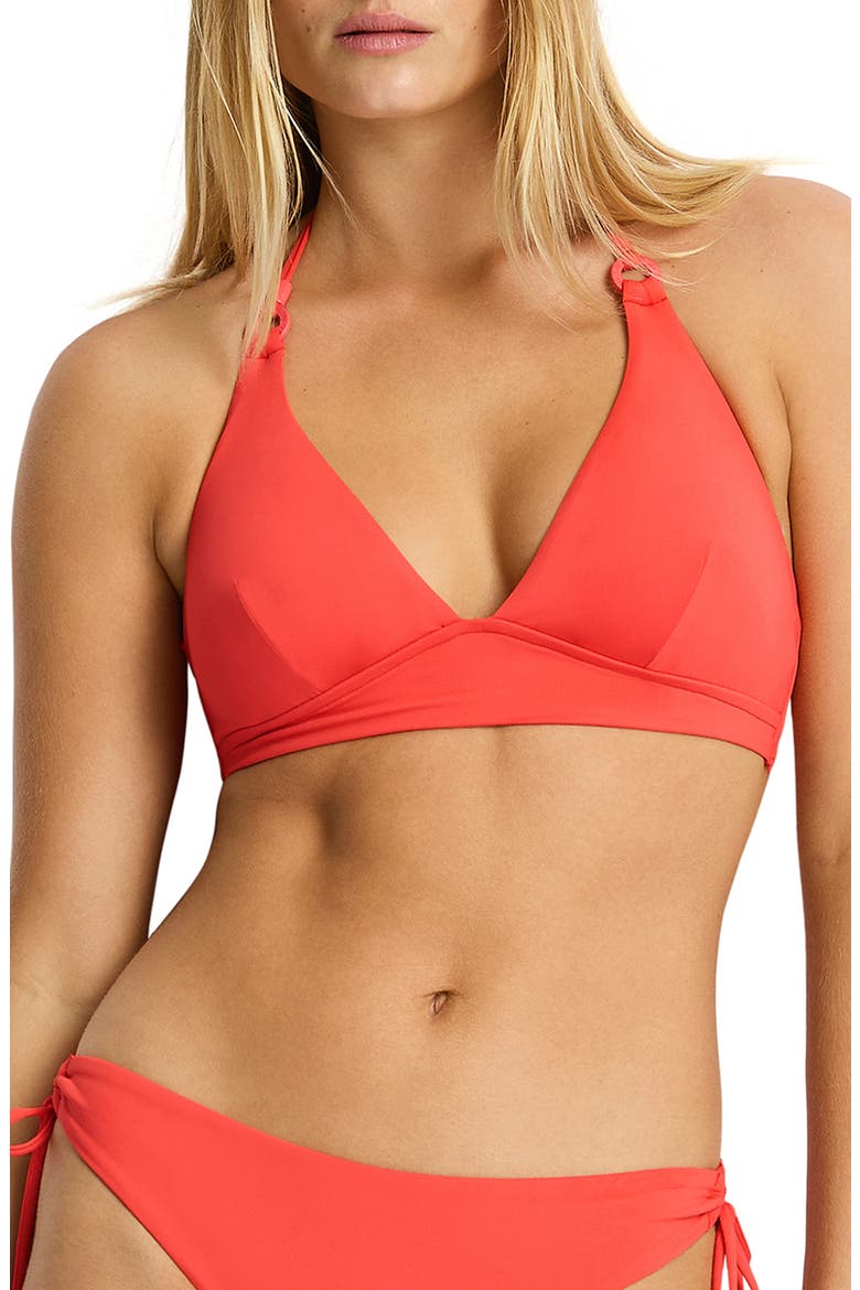 Longline Halter Bikini Top, Main, color, TANGO