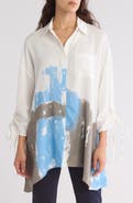 PATRIZIA LUCA Printed Button-Up Tunic Shirt