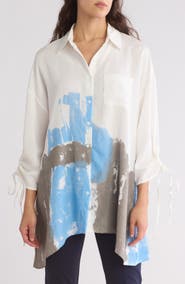 PATRIZIA LUCA Printed Button-Up Tunic Shirt