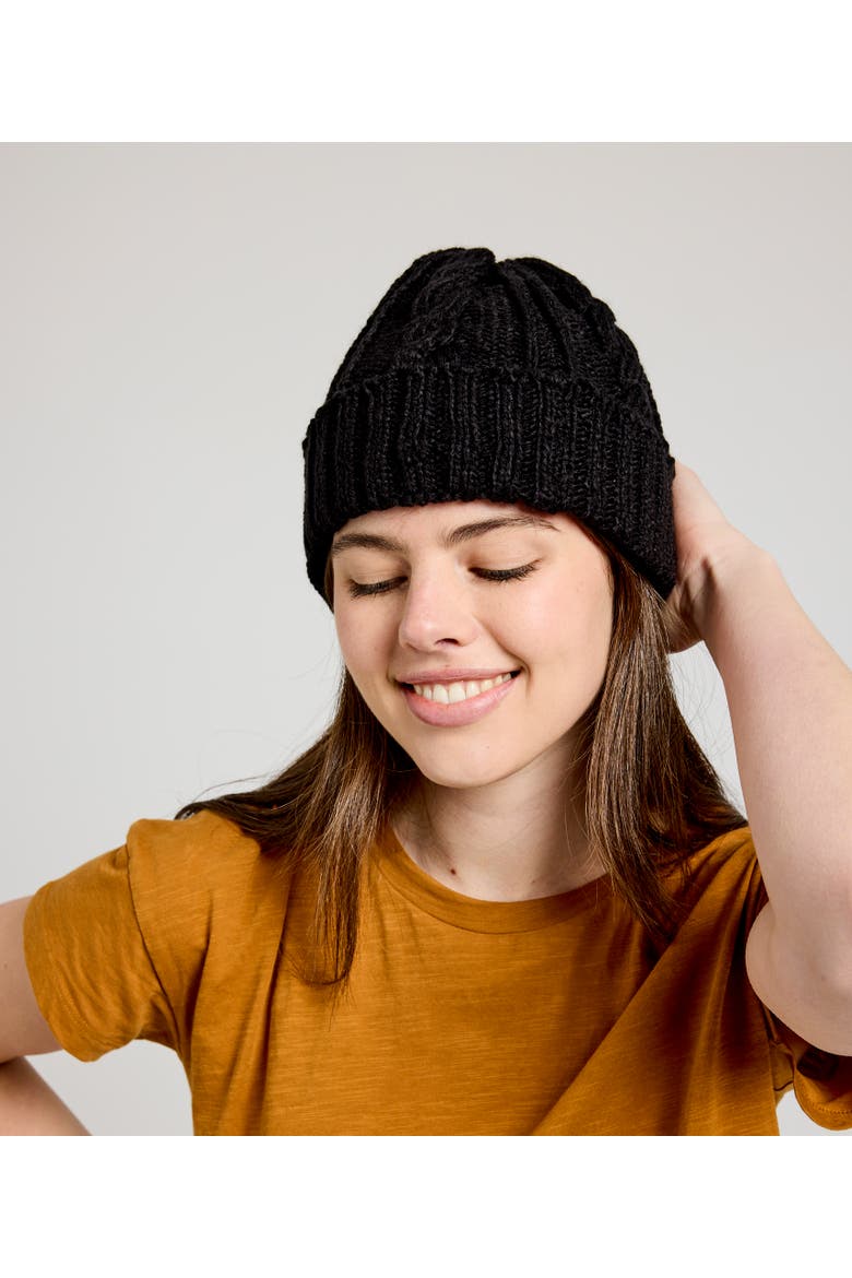 Cable Knit Beanie, Alternate, color, Black