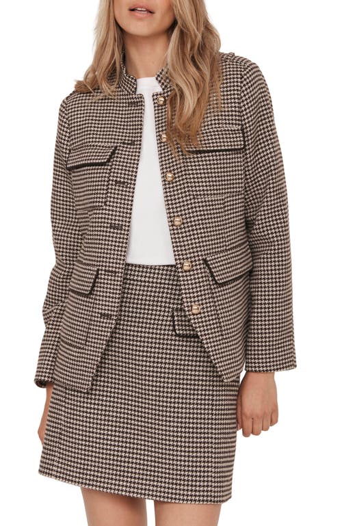 Mint Velvet Checked Military Jacket In Brown