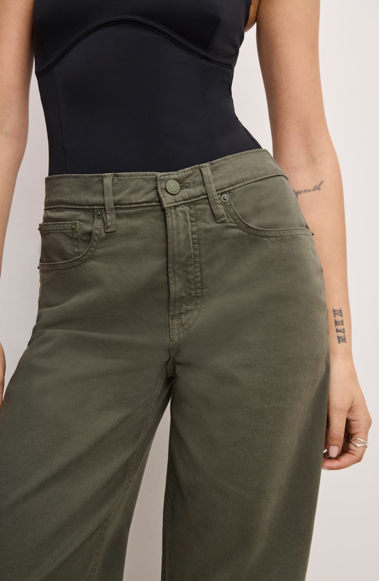 Good American Good Barrel High Waist Relaxed Barrel Twill Pants, Alternate, color, Fatigue