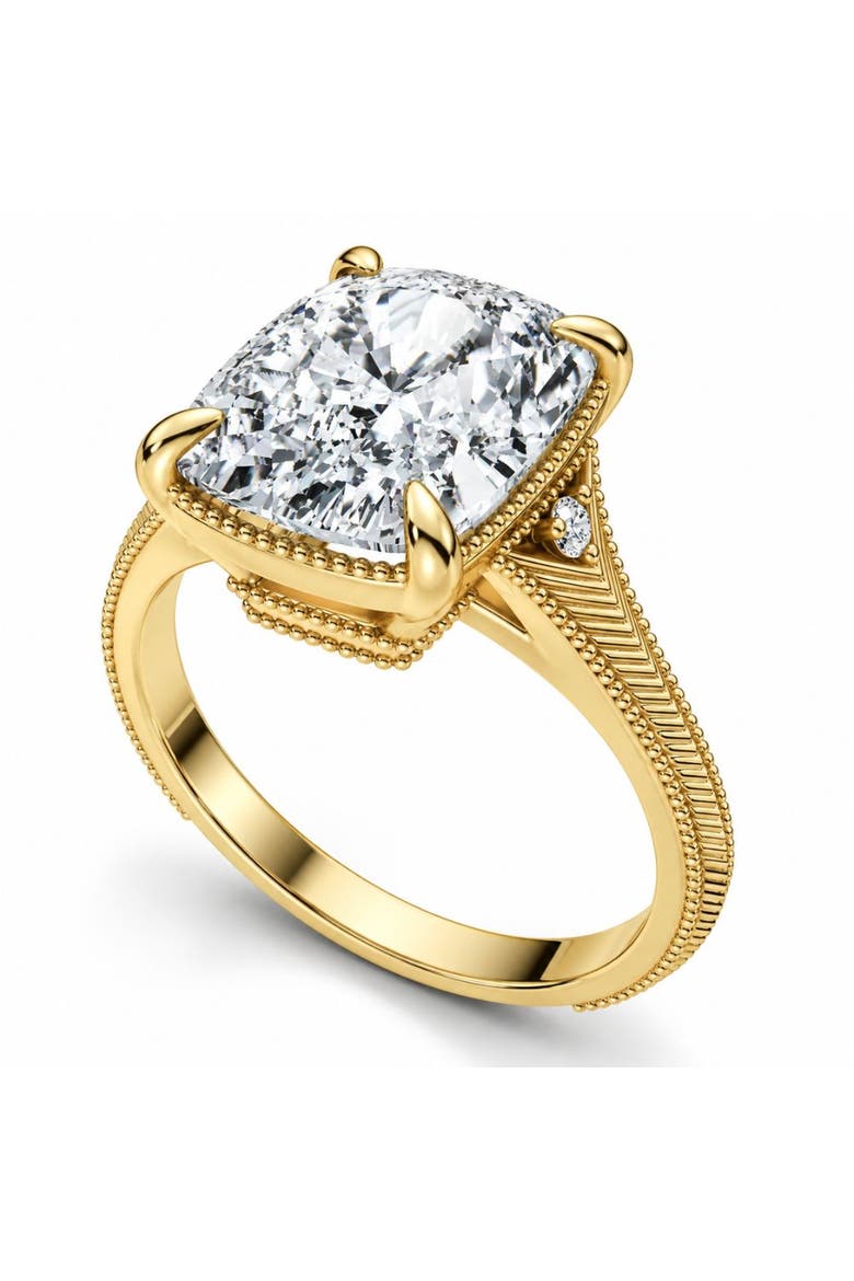 Certified 5Ct Taylor Elongated Cushion Engagement Ring 14k Gold Lab Grown, Alternate, color, 14k Yellow Gold
