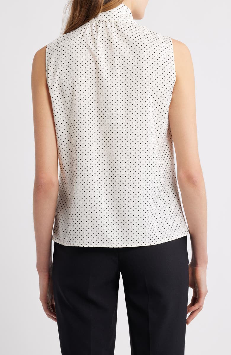 Anne Klein Polka Dot Bow Neck Blouse, Alternate, color, White Dove/ Anneblack