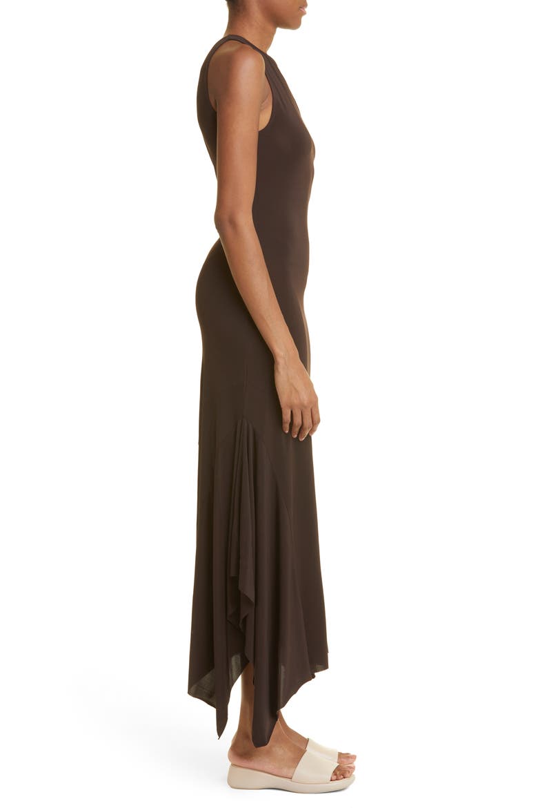 paloma wool yausi dress brown MINI YAUSI-Fitted, mini dress with asymmetric shoulders and flared bottom