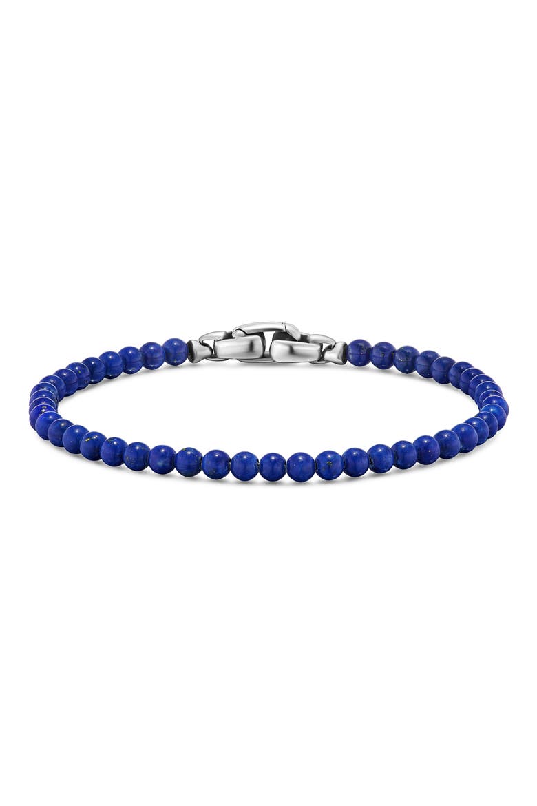 Men's Spiritual Beads Bracelet, Main, color, SILVER/ LAPIS