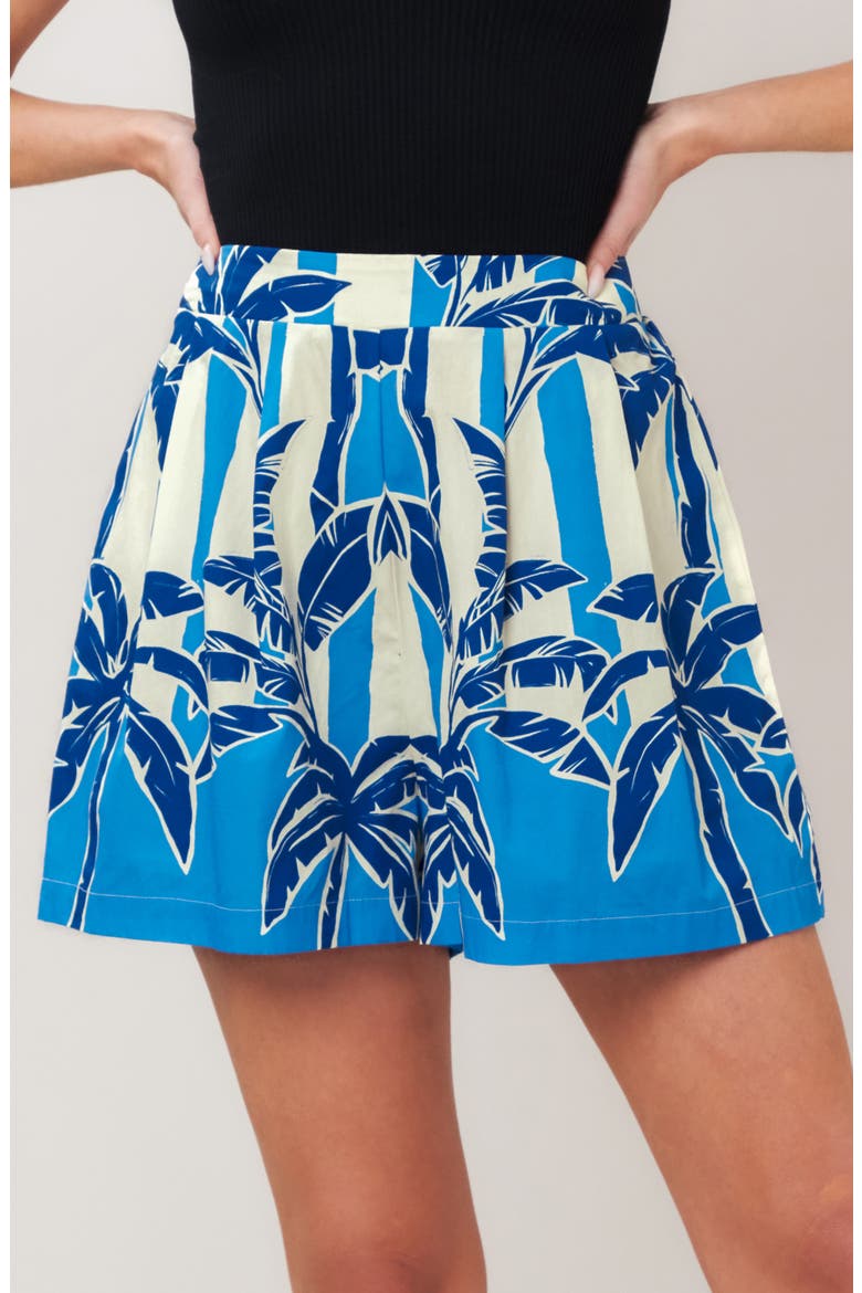 Printed High Waist Shorts, Alternate, color, BLUE